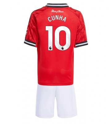 Manchester United Matheus Cunha #10 Hjemmebanetrøje Børn 2025-26 Kortærmet (+ Korte bukser)